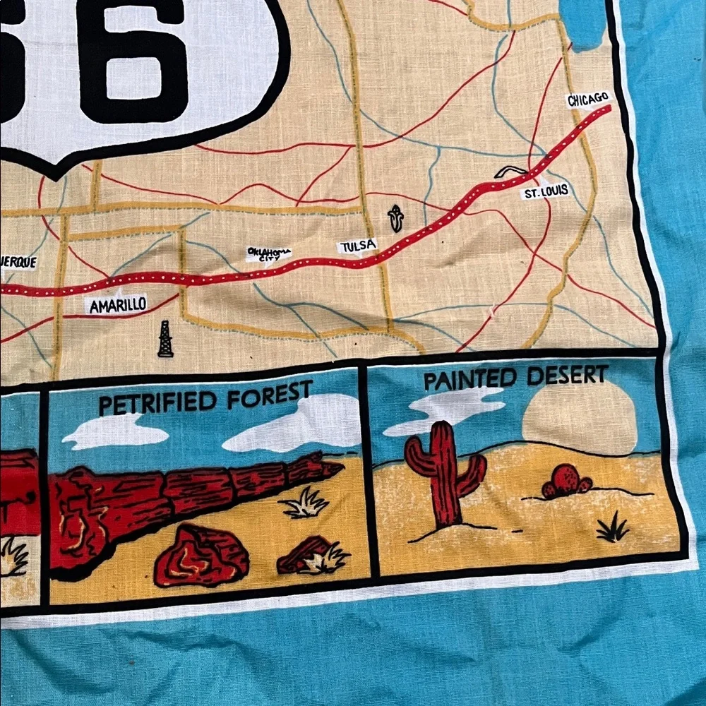Vintage Route US 66 Map Bandana Scarf - Turquoise - Picture 6 of 11